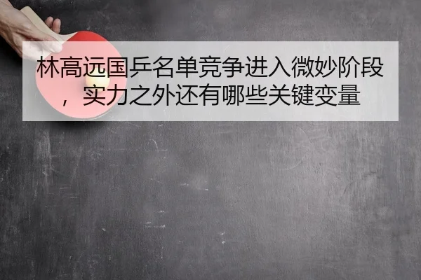 林高远国乒名单竞争进入微妙阶段，实力之外还有哪些关键变量